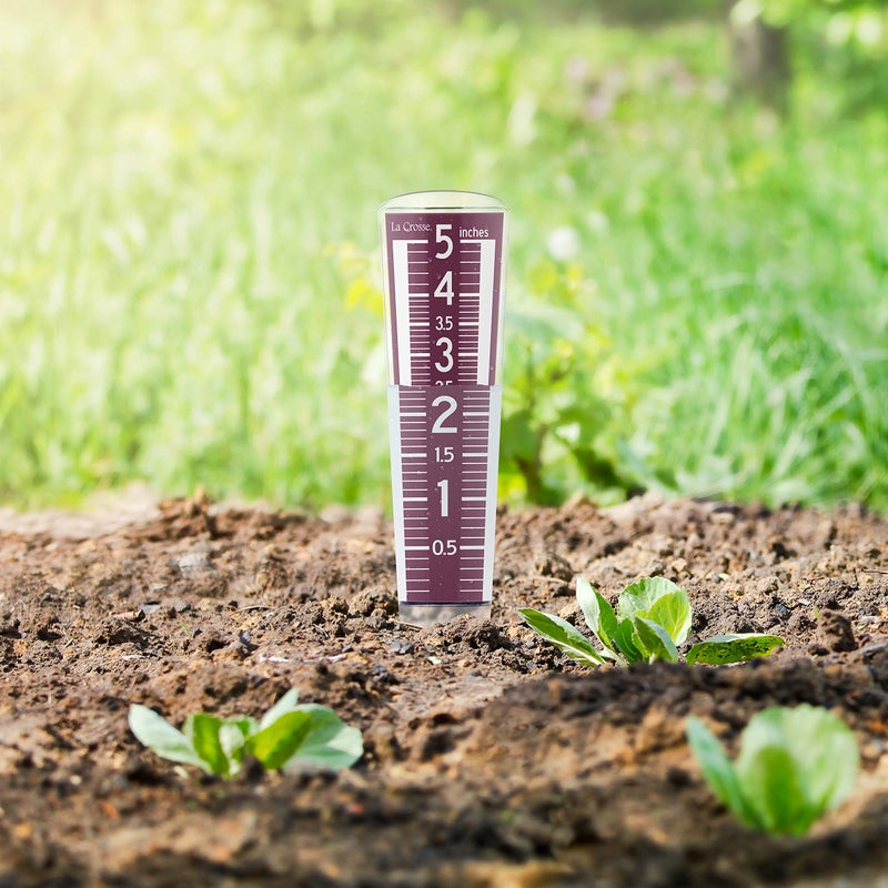 La Crosse Technology La Crosse 704-1531R-INT Large Magnifying Easy Read 5-Inch Capacity Acrylic Rain Gauge in Burgundy - Image 3